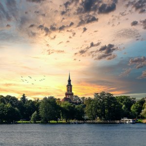 Stadtsee Templin mit Maria-Magdalenen-Kirche